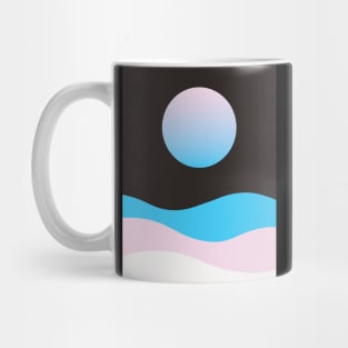 Full Moon Abstract Landscape Ocean Waves Mug